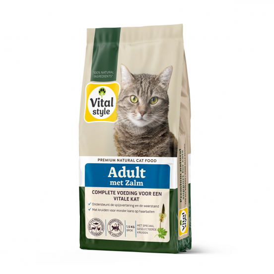Kat Adult met Zalm Brok