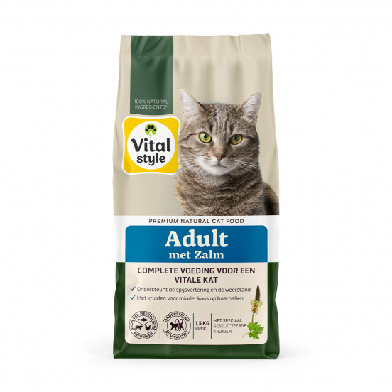 Kat Adult met Zalm Brok